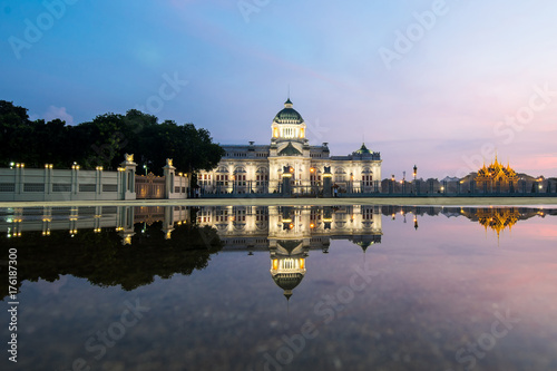 Bangkok City - Dusit Palace , Ananta Samakom Throne Hall in Bangkok , beautiful sunset , Landscape Thailand