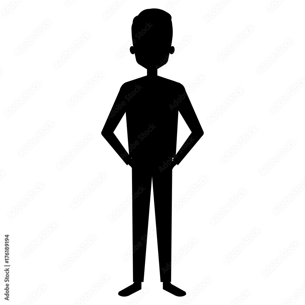 young man silhouette avatar character