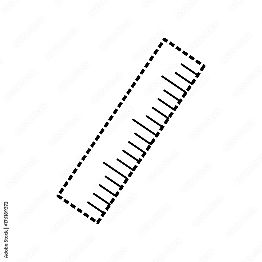 flat line uncolored ruler sticker over  white background vector illustration