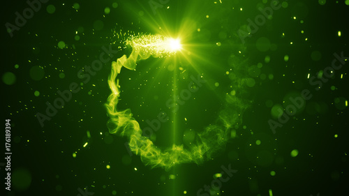 Green fiery circle light tr...