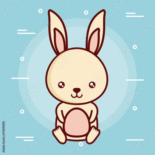 Fototapeta Naklejka Na Ścianę i Meble -  cute rabbit icon over blue background colorful design vector illustration