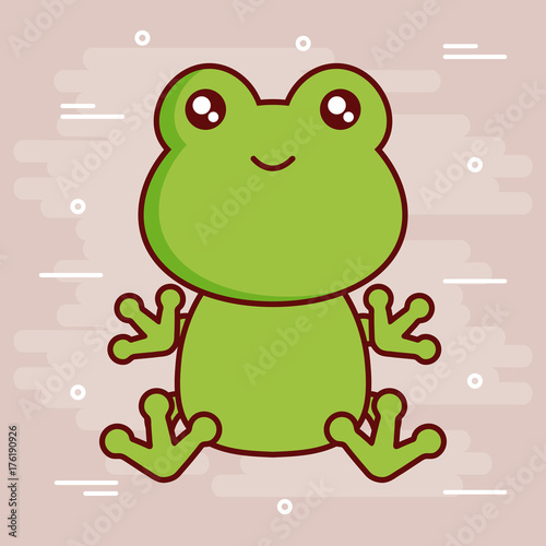 cute frog icon over brown background colorful design vector illustration