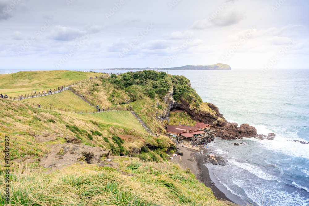 Seongsan Ilchulbong, also called Sunrise Peak and which is a World Heritage Site in Jeju island Seongsan Ilchulbong, also called Sunrise Peak and which is a World Heritage Site in Jeju island