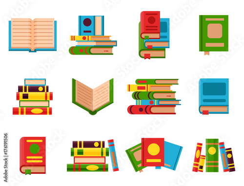 Colorful book vector illustration learn literature study opened and closed education knowledge document textbook