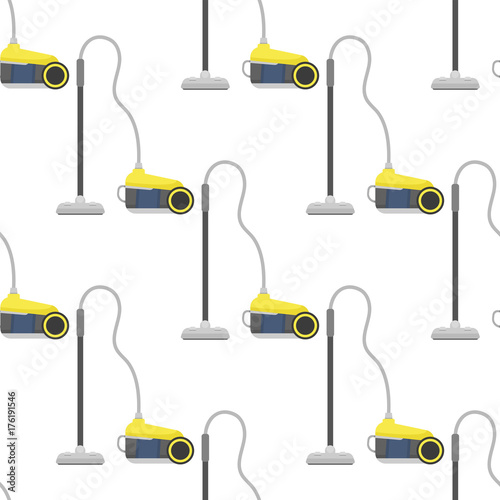 Professional cleaning equipment seamless pattern vector home cleanup vacuum housekeeping service cleaning equipment housework tools.