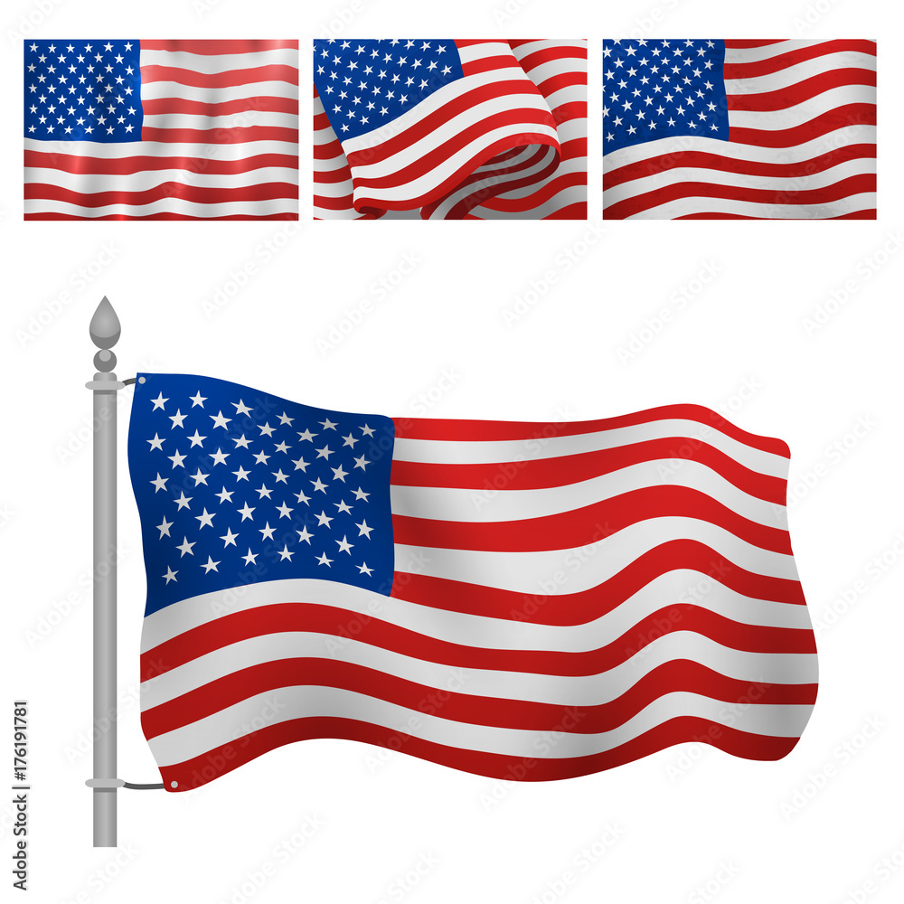 Fototapeta premium Dzień Niepodległości USA flagi Stany Zjednoczone Ameryki symbol wolności znak narodowy ilustracji wektorowych