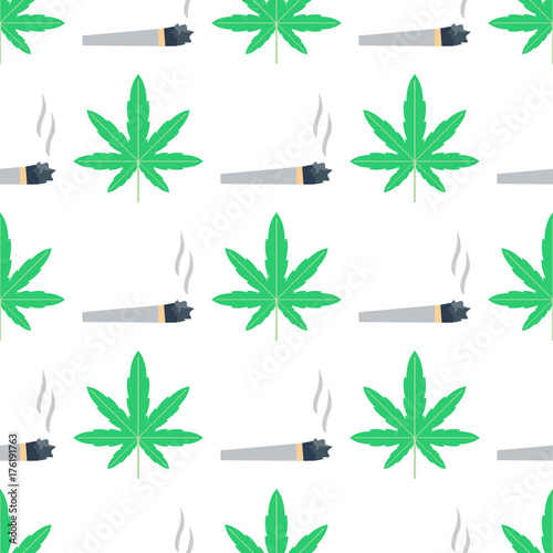Green marijuana background vector illustration seamless pattern marihuana leaf herb narcotic textile