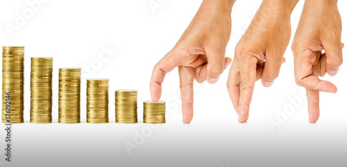 Hand on coins photo