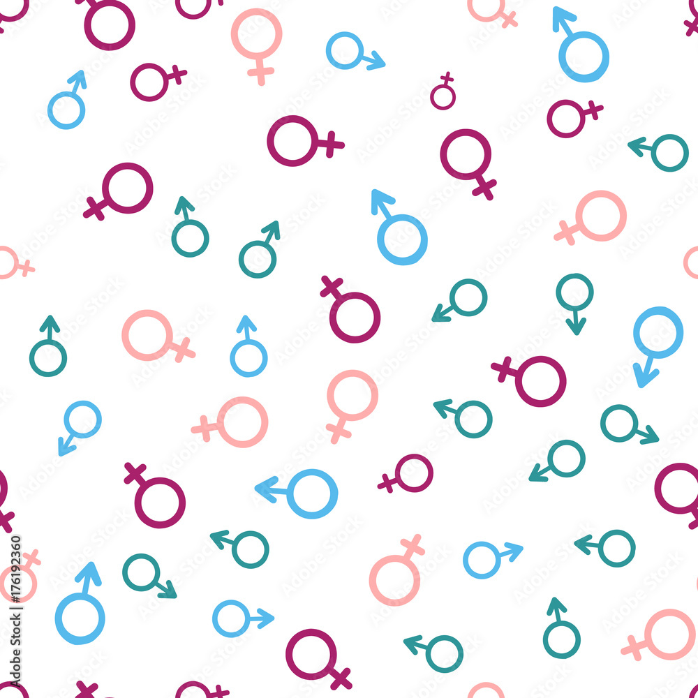 Abstract vector seamless pattern with female and male signs. Gender icon pattern. Vector illustration Abstract vector seamless pattern with female and male signs. Gender icon pattern. Vector illustration