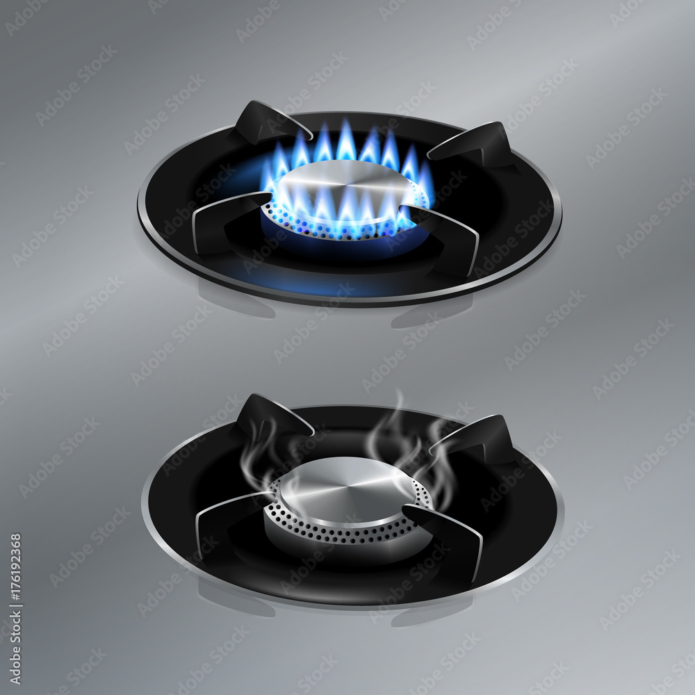 Combustible kitchen gas stove and gas stove without gas on the