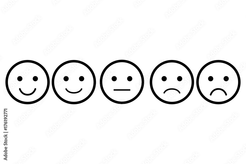 Set of emoji. Vector icon of emoticons. Different faces. Rating for web or app Set of emoji. Vector icon of emoticons. Different faces. Rating for web or app