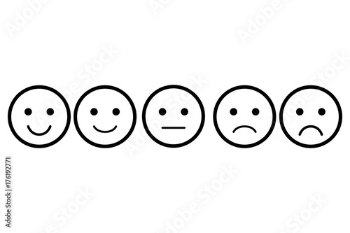 Set of emoji. Vector icon of emoticons. Different faces. Rating for web or app