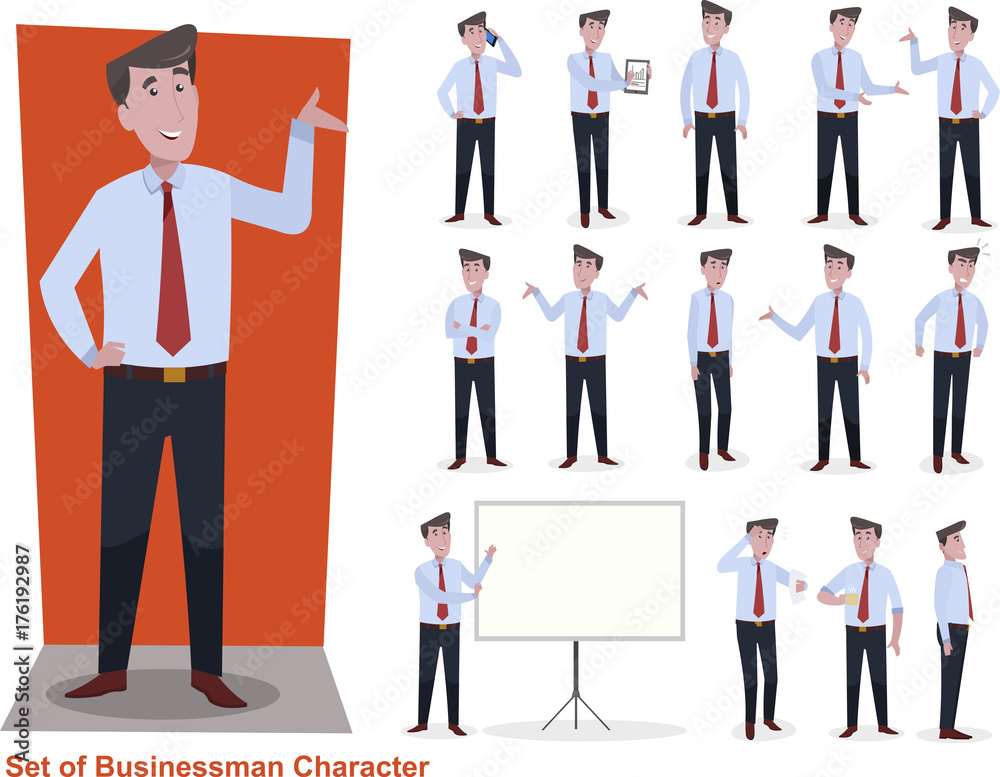 set of businessman working model set of businessman working model