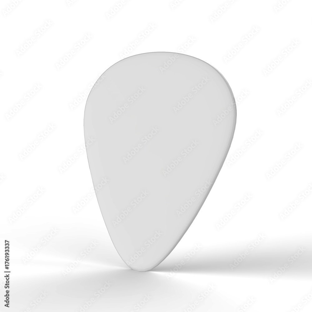 Fototapeta premium Guitar Mediator Mock-Up Template On Isolated White Background, Ready For Your Design, 3D Illustration