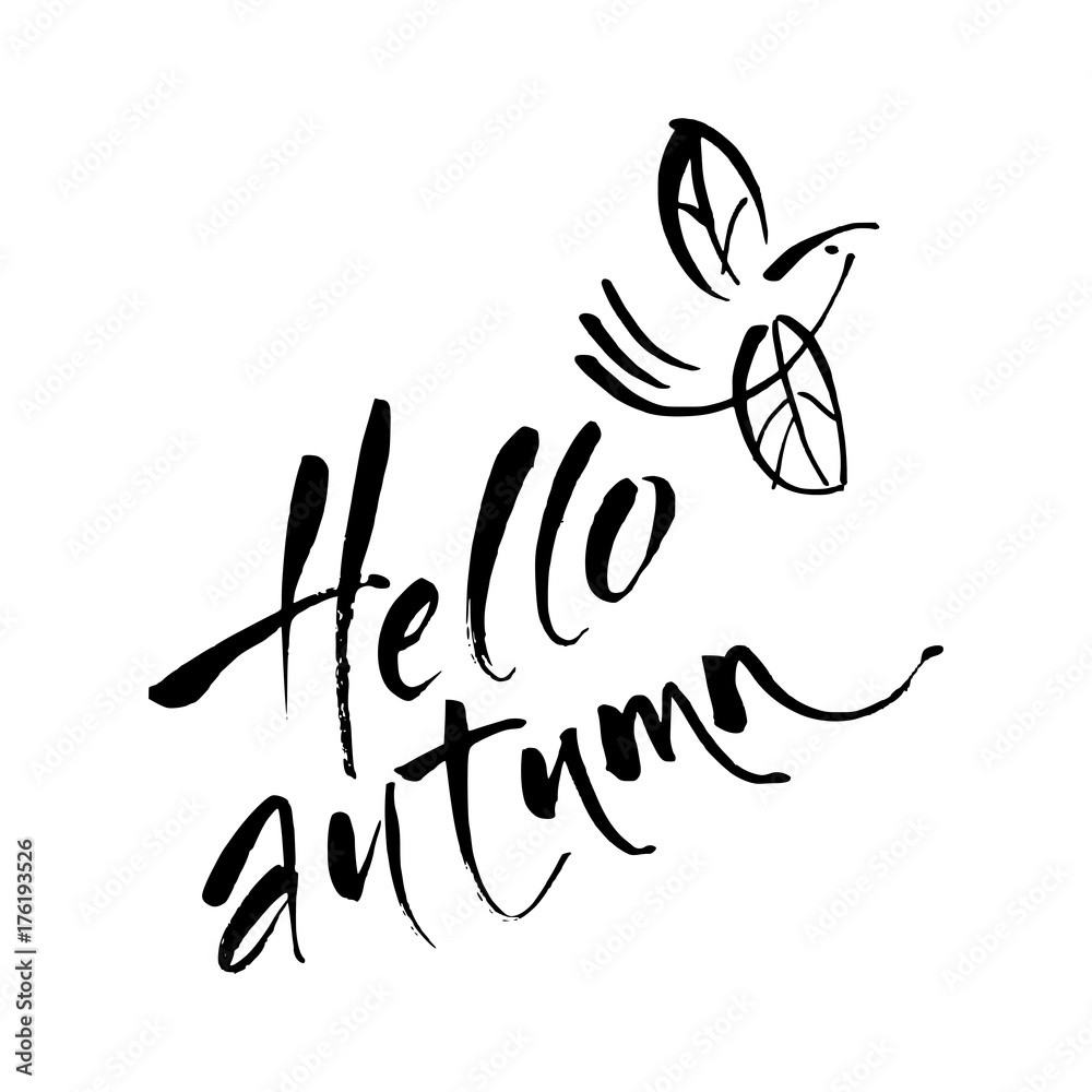 hell autumn bird lettering hell autumn bird lettering