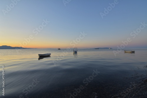 Sunrise on the beach. Corfu, Greece