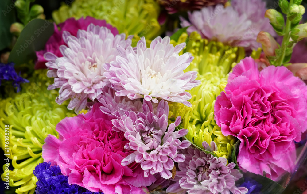 Close up on colorful chrysanthemum bouquet