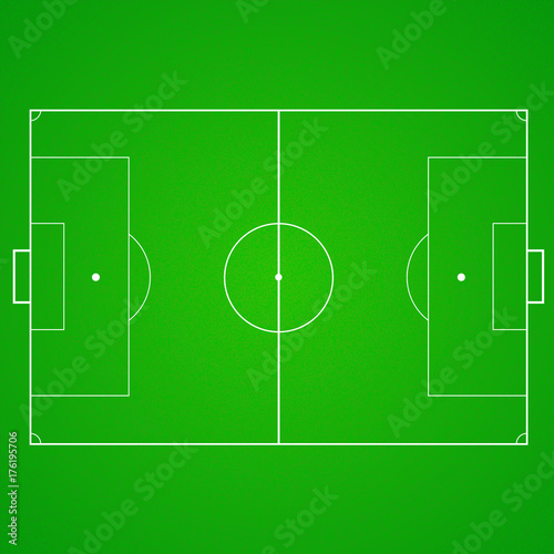 Football, soccer green, realistic, textured field. Top view with marking, easily resizable and any other elements. Template for a website, mobile application, presentation, corporate identity design