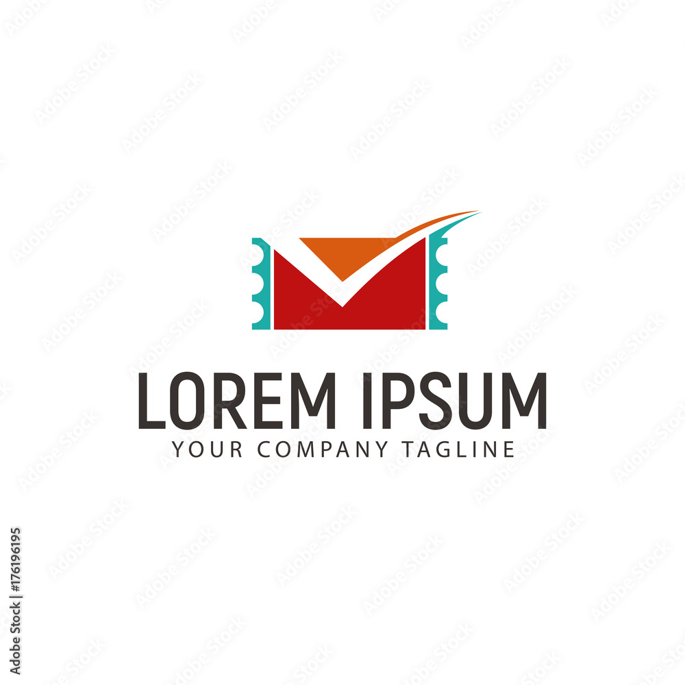 ticket with check mark logo design concept template ticket with check mark logo design concept template