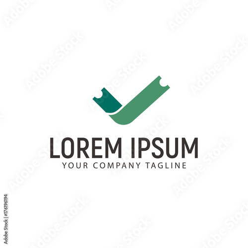 check mark ticket logo design concept template photo