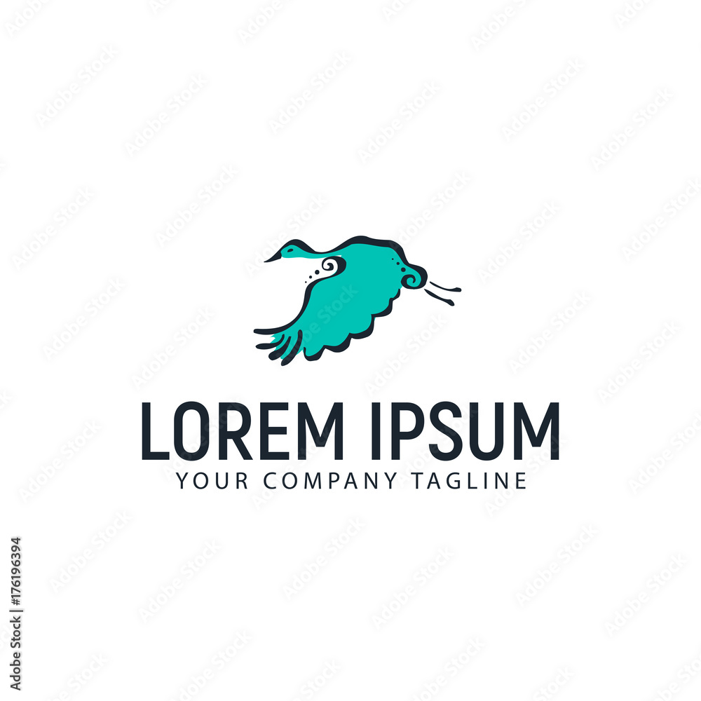 bird hand drawn logo design concept template bird hand drawn logo design concept template
