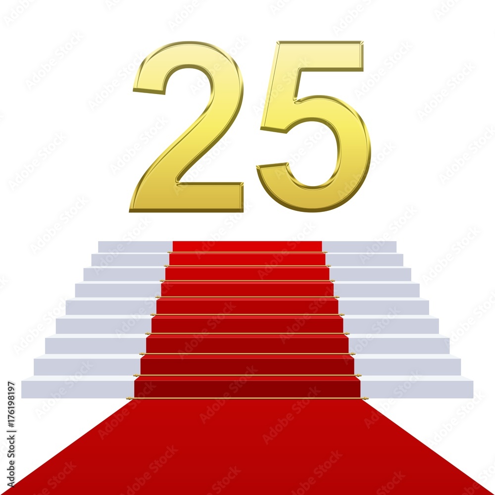 Escaliers .Tapis rouge. Anniversaire 25 ans Stock Illustration