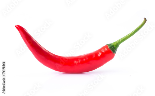 Red hot chilli pepper on white background  raw material for make cooking
