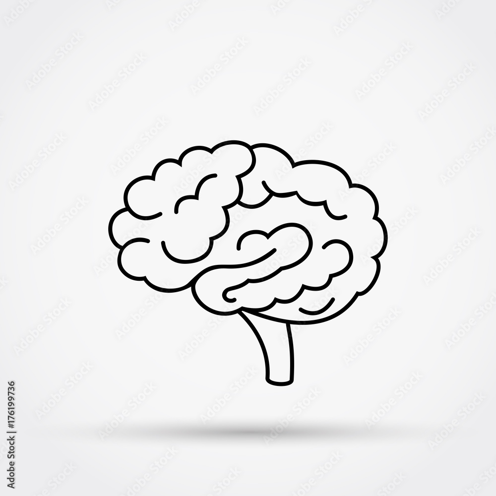Outline brain vector icon. Outline brain vector icon.