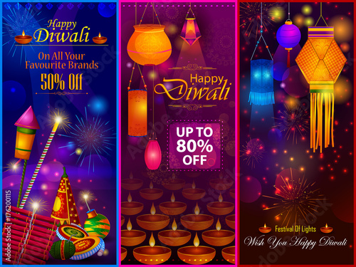 Happy Diwali light festival of India greeting advertisement sale banner background