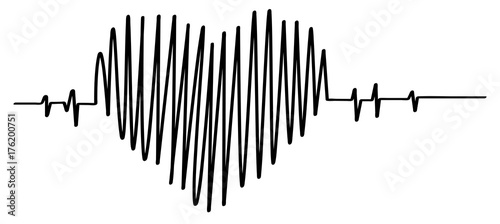 Hand drawn heart beat vector