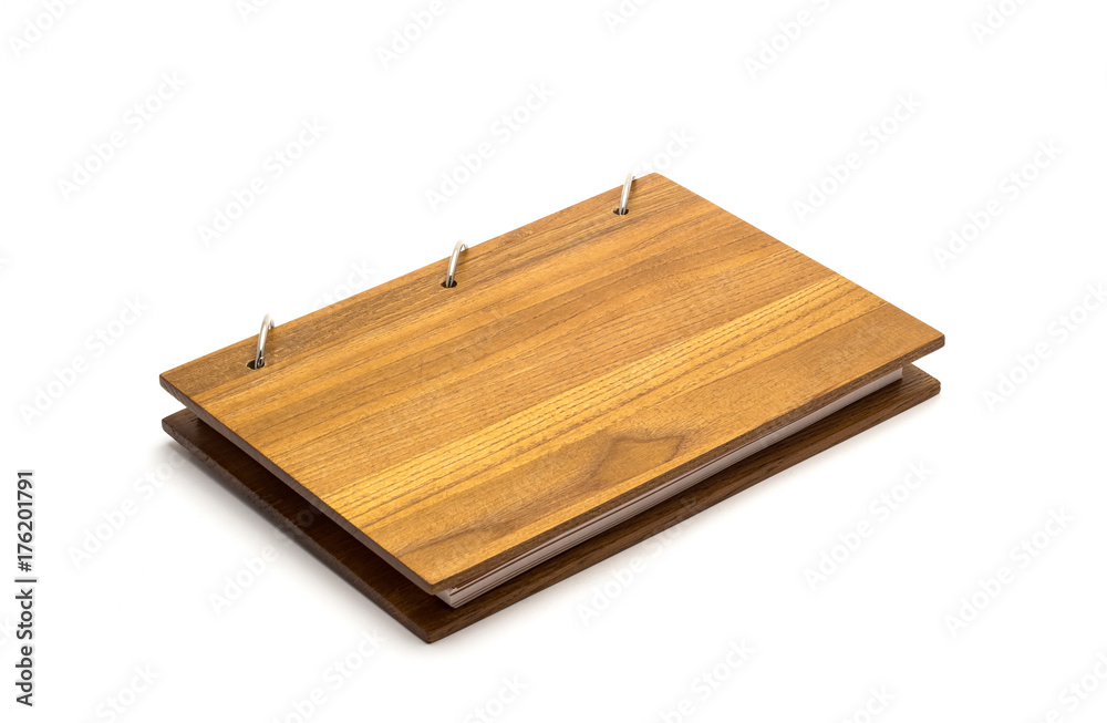 Fototapeta premium an open scrapbook notebook with a cover made of natural materials