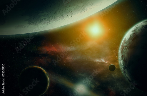 Fototapeta Naklejka Na Ścianę i Meble -  Space. Sci fi. A stars, planets, nebulas.