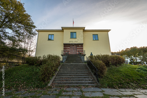 Picture of staricase and entrance to Arkivet, a museum in Kristiansand, the building was headquarter for Gestapo under world war II.