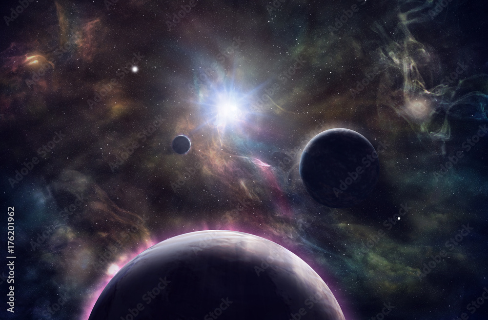 Fototapeta premium Space. Sci fi. A stars, planets, nebulas.