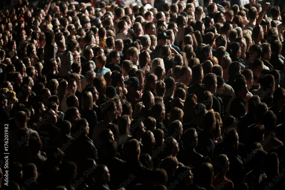 crowd, people's heads in the dark, concert, hands