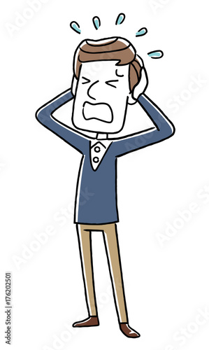 男性：パニック、慌てる