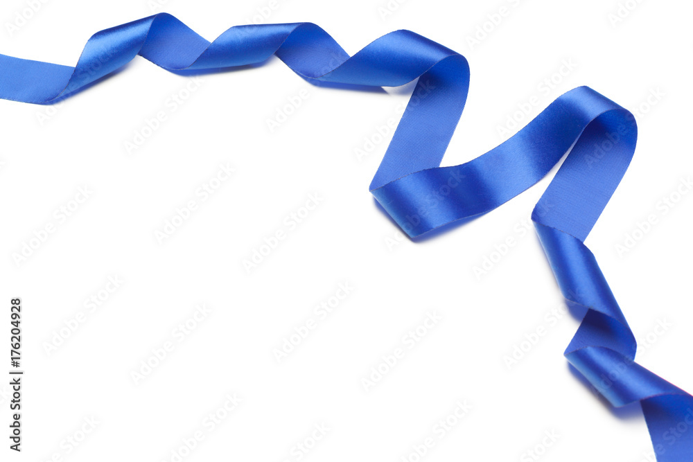 blue satin ribbon isolated on white