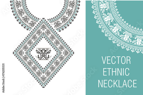 Vector Ethnic necklace Embroidery for fashion women.