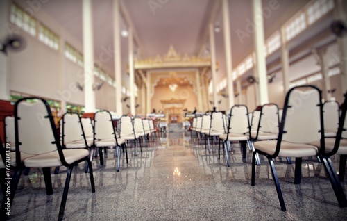 Blurred photo of funeral for buddhists in Thailand.