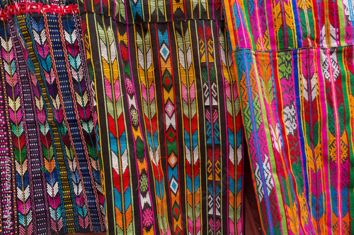 Chichicastenango, Guatemala: closeup details of mayan traditional textile pattern © Barna Tanko