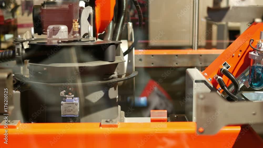Industrial orange robot arm welding demo in 4K Industrial orange robot arm welding demo in 4K