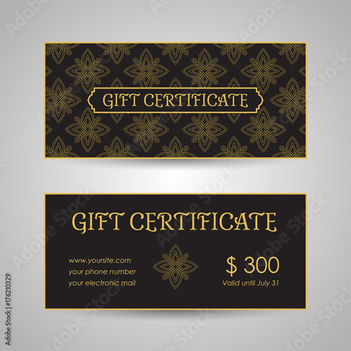 Vintage arabic style gift certificate template (ID: 176210329)