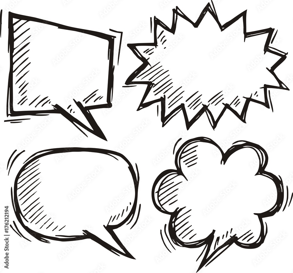 Set of Comic blank text speech bubbles in doodle style - vector illustration Set of Comic blank text speech bubbles in doodle style - vector illustration