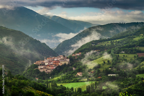 Sunrise over the village of Preci  Umbria  Italy