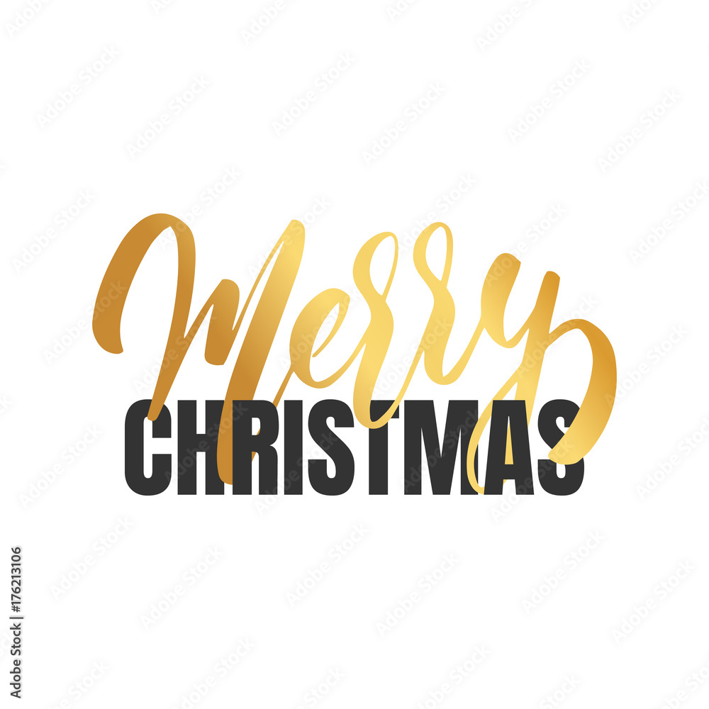 Merry Christmas. Typographic logo for Christmas design. Hand letetring calligraphy Merry Christmas