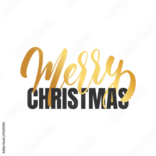 Merry Christmas. Typographic logo for Christmas design. Hand letetring calligraphy Merry Christmas