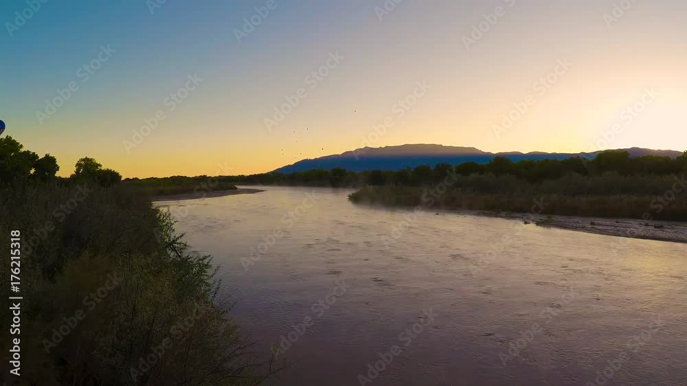 Sunrise Rio Grande Bosque River Balloon Fiesta Sunrise Rio Grande Bosque River Balloon Fiesta