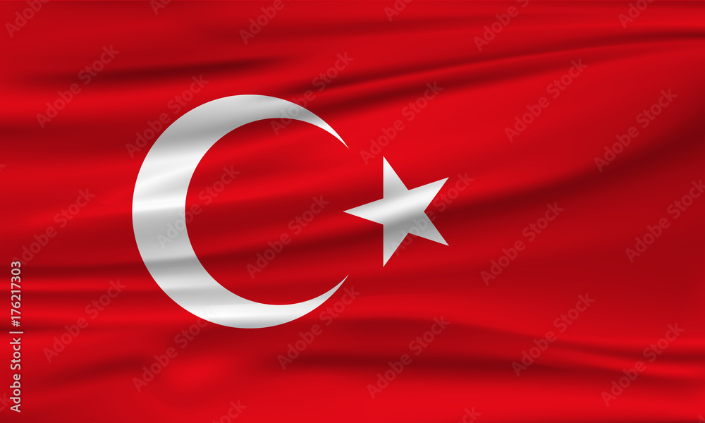 Vector flag of Turkey. Vector illustration