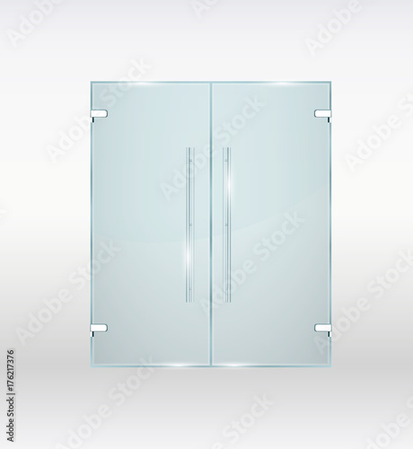 Glass door isolated on grey background. Vector illustration