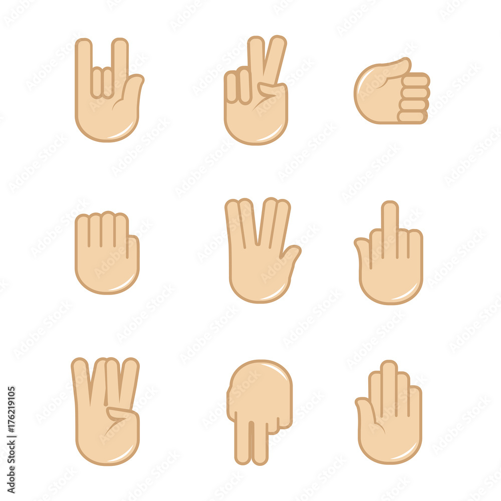 Vector set of hand gestures icons. Sign language. Vector set of hand gestures icons. Sign language.